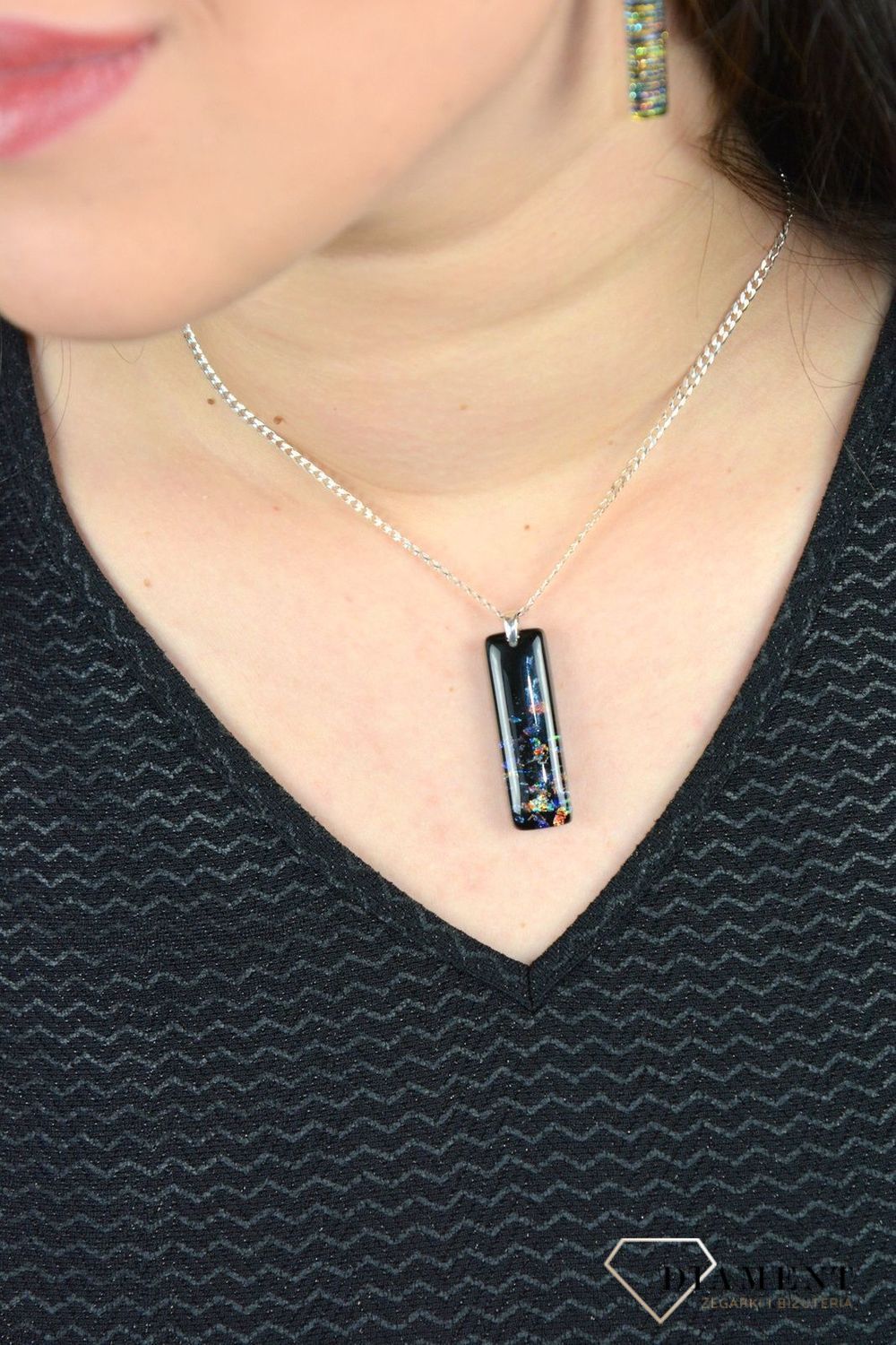 Zawieszka szkło weneckie 'Opalizująca czerń' Murano 51.jpg